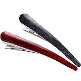 2PCS:Duck Teeth Bows Hair Clips Hair Grip Crocodile Accessories Hairpins Chic Styling Claw Hair Barrettes Makeover Pinch Clip - Classic (Red+Gray)