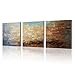 Abstract Wall Art 100% Hand Painted Modern Oil Painting on Canvas Large Framed Blue and Brown 3 Piece Artwork Ready to Hang for Living Room Bedroom Office Home Decoration 20x60inches