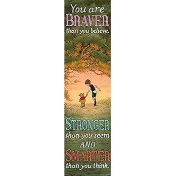 Eureka Winnie The Pooh Vertical Classroom Banner, Braver Than You Believe, Measures 45 x 12