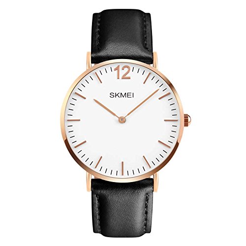 Gosasa Men's Waterproof Classical White Dial Leather Ultra-thin Case Quartz Simple Dress Watch