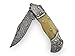 AishaTech Bear Head Pocket Knife Damascus steel Lock Blade Bone Handle