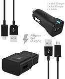 Ixir Galaxy S7 Wall and Car Charger Kit with 2x Micro-USB Cable/Galaxy S6/Galaxy S6 Active Charger Fast Micro USB 2.0 Cable by Compatible with Samsung Products - Up to 50% faster charging!