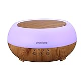 Aromatherapy Essential Oil Diffusers, 300ml Ultrasonic Air Humidifier Ominihome with 4 Timer Settings,7 Color Changing LED Waterless Auto off Wood Grain, 2 Mist Mode, Birthday Gift