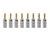 GHWL 8 pcs 24K Gold Speaker banana plug Audio Jack connector