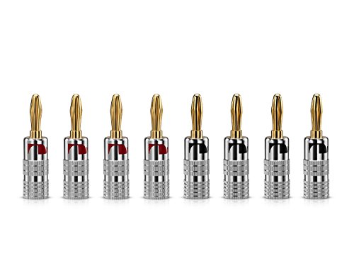 Banana Plugs,24k 8pcs Gold Plated Speaker Banana Plugs for Speaker Cable GHWL