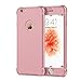 ORETECH Designed for iPhone 6S Plus Case, iPhone 6 Plus Case with [2 x Tempered Glass Screen Protector] 360° Full Body Hard PC Soft TPU Silicone Cover for iPhone 6 Plus/6s Plus - 5.5'' Rosegold