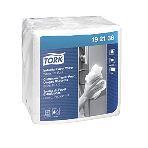 Tork 192136 Heavy-Duty Single-Ply 1/4-Fold Paper Wipers, White