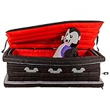 Halloween Haunters Animated 6 Foot Long Inflatable Black Coffin with a Rising Dracula Vampire and LED Lights Indoor Outdoor Yard Lawn Prop Decoration - Blow Up Graveyard Haunted House Party Display