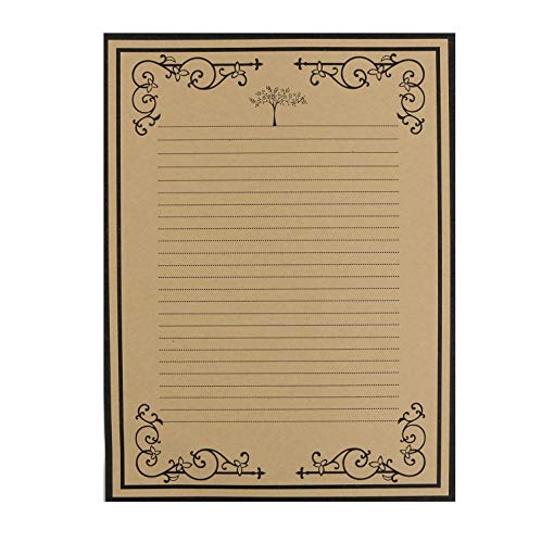 Letter Writing Stationery Paper Letter Set, Benbo Vintage 4Pcs Stationery Paper and 4Pcs Kraft Paper Stamping Envelopes with 18Pcs Seal Stickers for Holidays, Invitations, Greeting Cards