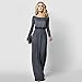 Lavi Beauty Celltronic Fashion Women Solid Plain Elegant Boat Neck Long Sleeve Evening Party Full Length Long Maxi Dress(Grey,L)