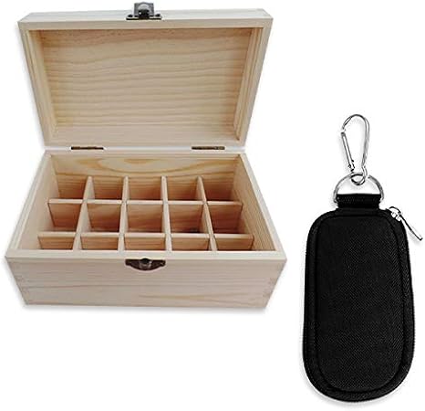 Amazon Hamilo エッセンシャルオイル収納ボックス 木製ケース オイル収納ボックス 遮光瓶用ポーチ付 2点セット Hamilo エッセンシャルオイル