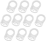 10 Lead-Tested KAMsnaps Silicone Adapter Holder Rings for Button-style MAM NUK Baby Pacifier Soother Binky Teething Ribbon Leash Clips (Transparent White / Clear)