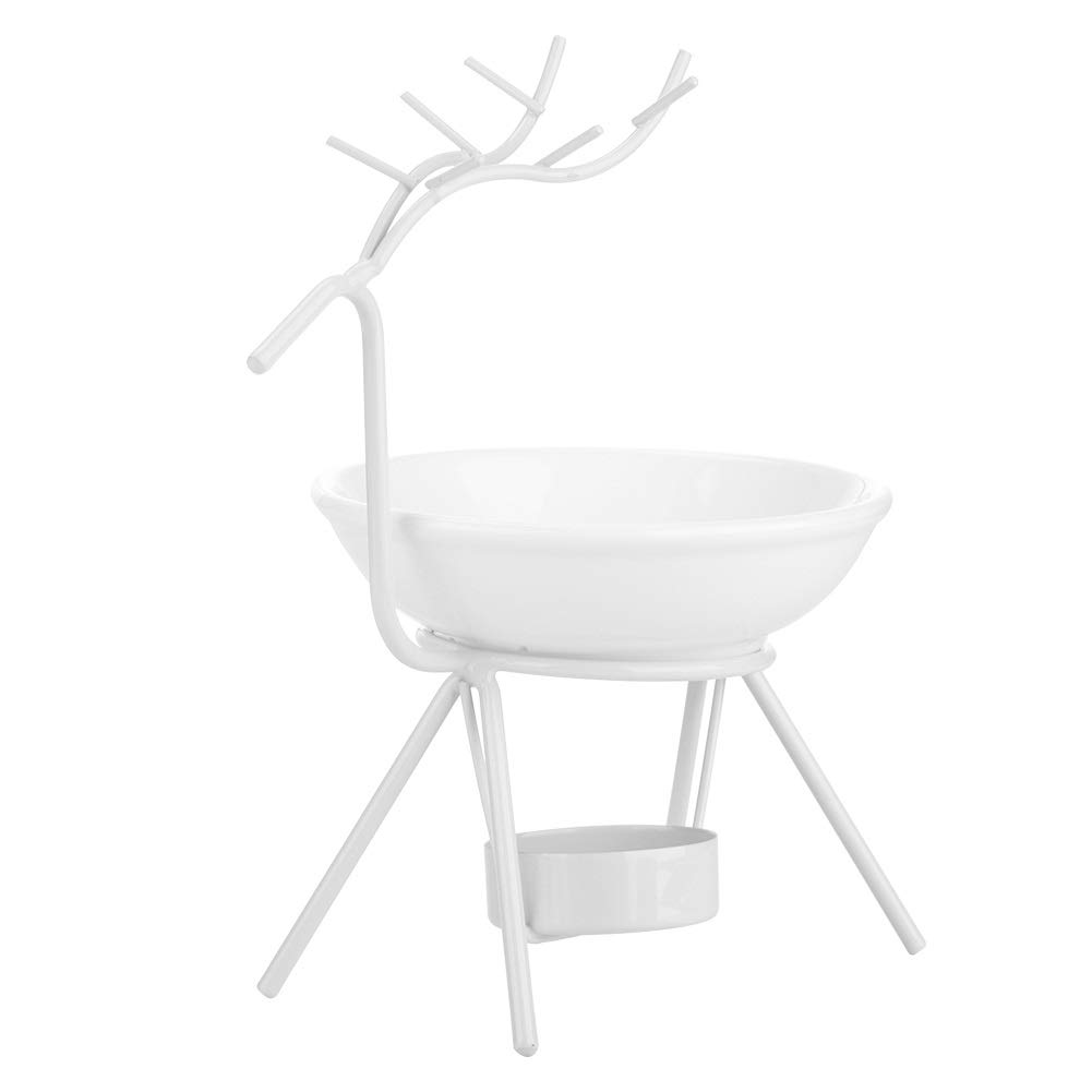 KSTE Candle Holder - Deer Shape Stainless Ceramic Essential Oil Aroma Burner, Essential Oil Diffuser Home Decoration (Color : White)