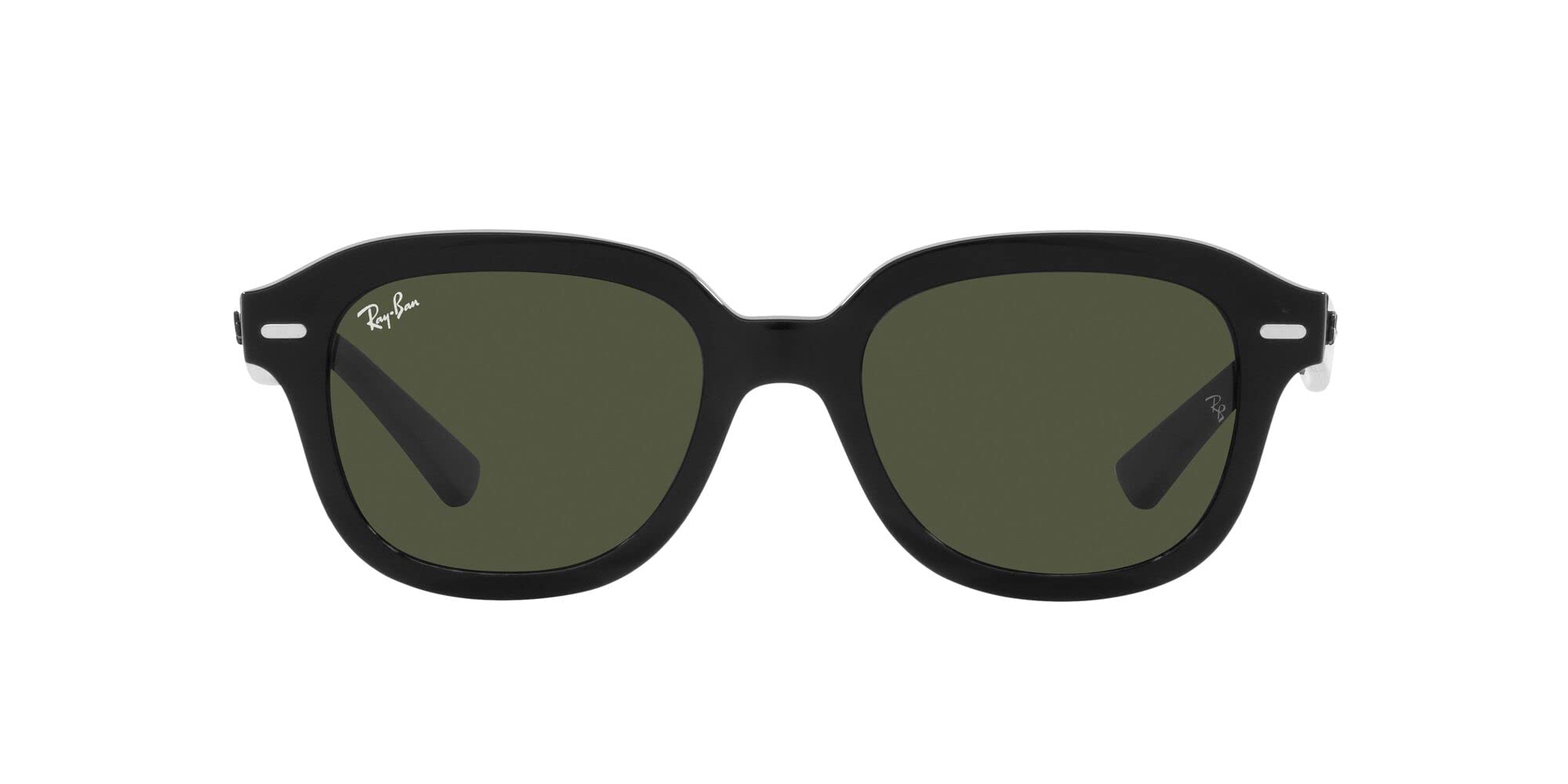 Ray-Ban Unisex RB4398 Erik Square Sunglasses, Black/Green, 51 mm