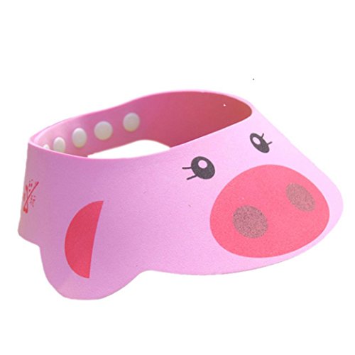 Datework Adjustable Baby Child Kids Shampoo Bath Shower Cap Wash Hair Hat (Pink)