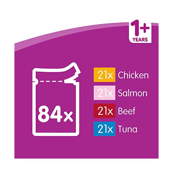 Whiskas-1-Cat-Food-Pouches-Mixed-Selection-in-Jelly-100-g-Pack-of-84 Whiskas wet pouches, delicious and tasty poultry selection in jelly, suitable for adult cats aged 1+, megapack (84 x 100…