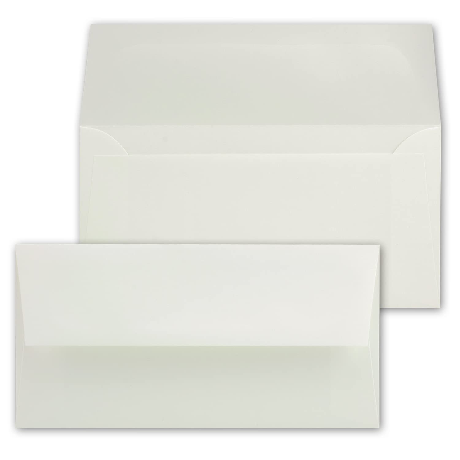 Zerkall-Bütten DIN Long Vintage Letter Envelopes, Real Handmade Paper, 11 x 22 cm, White Semi-Matt Letter Envelopes, Pack of 25
