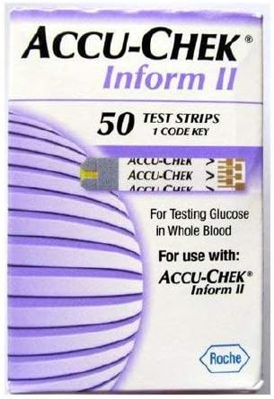 Roche Diagnostics 05942861001 Accu-Chek Inform II Blood Glucose Test Strips (Pack of 50)