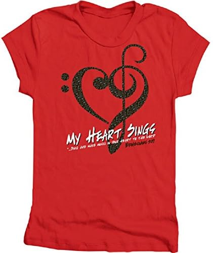 Gardenfire My Heart Sings Ephesians 5:19 Classic Tee Christian Womens Shirt Red, Size Large