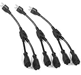 ClearMax 3 Prong Y Splitter Cable Power Extension Cord - Cable Strip Outlet Saver - Power Cord Splitter - 16AWG - UL Approved - 1 Foot (3 Pack | Black)