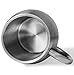 Stainless Steel Double Wall Mugs - Perfect for Coffee, Tea, Beer - Set of 2 with Bonus Lids, 14oz (420mL) (2, Stainless Steel)