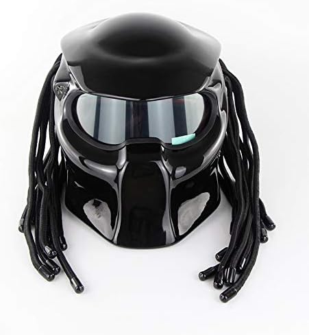 Predator full face motorcycle helmet/predator street riding Halley scorpion mask with LED lights men and women four seasons helmet (bright black)