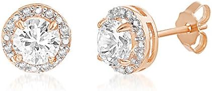 Lesa Michele 1/10 Cttw Genuine Diamond &amp; Lab Created White Sapphire Stud Earring in Sterling Silver (gold-plated-silver)