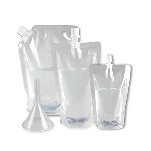 Lovelyou Cruise Liquor Bag Kit For Alcohol - Plastic Concealable Flasks Kit with a Free Funnel, 3 Piece Kit(1X32oz + 1X16oz + 1X8oz) + FREE FUNNEL