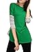 Allegra K Women's Dolman Sleeves Round Neck Striped Dolphin Hem Top Green XL (US 18)
