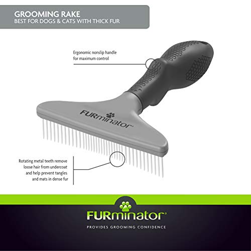FURminator Grooming Rake, Removes Loose Hair and Tangles, Gray Pricepulse
