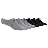 adidas Boys / Youth Originals Trefoil No Show Socks (6-Pack), Heather Grey/Black/White, Medium