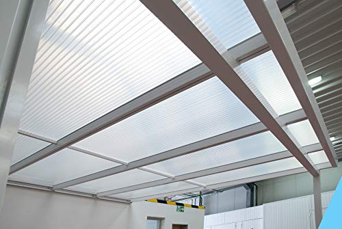 Terrassendach Terrassenüberdachung Carport Set Stegplatten Premium , Alu-Unterkonstruktion, Regenrinne und Material weiß… – Bild 7