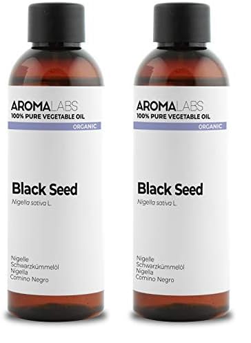 ORGANIC - BLACK SEED Oil - 100mL - 100% Pure, Natural, Cold Pressed and AB Certified - AROMA LABS (French Brand) (Pack of 2)