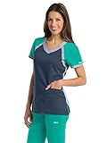 Grey's Anatomy Active 41435 Color Block V-Neck Top STM M
