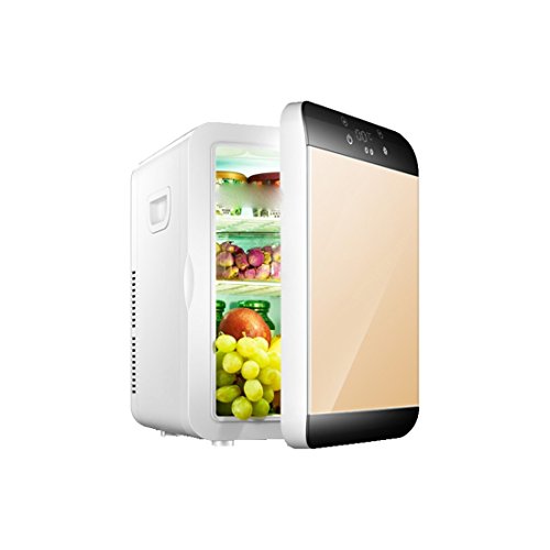 Click Here to See More Images STAZSX Small refrigerator mini car refrigerator car refrigerator refrigeration/heating refrigerator single door refrigerator, black gold 12L-30X24X35cm