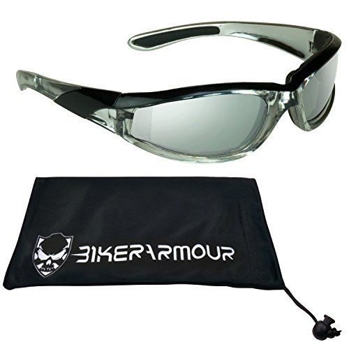 Bikershades Chrome and Pink Motorcycle Riding Glasses Foam Padded for Women.