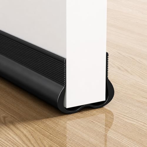 Veda Porta Inferior 93 cm Ajustável Adesivo Protetor de Porta em PVC para Bloquear Vento, Poeira, Insetos e Ruídos,Design em Arco 30° para Deslizamento Suave Corte Sob Medida(Branco)
