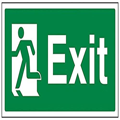 V Safety 21010AY-S Final Exit Man Left Sign - Landscape - 300mm x 150mm - Self Adhesive Vinyl, Green
