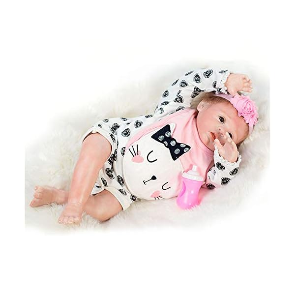 MAIHAO 45cm Lebensechte Puppe Reborn Babypuppe Mädchen Weiche Vinyl Silikon Puppen Reborn Babys Dolls Augen Zu – Bild 7