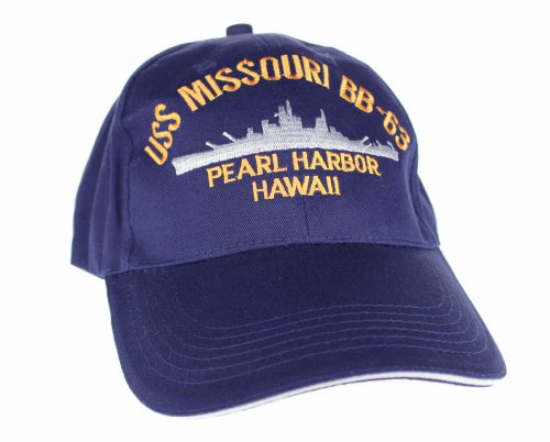 Embroidered USS Missouri Battle Ship cap hat, Navy-blue