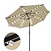 Yescom 9' Beige Outdoor Patio Garden Deck Aluminium Umbrella w/ 32 Solar Powered LED Crank Tilt UV30