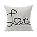 Ruideng 4PCS for Lovers Cotton Linen Square Throw Pillow Case Decorative Cushion Cover Pillowcase Cushion Case for Sofa,Bed,Chair,Bedding 18 X 18 Inch (Art love)