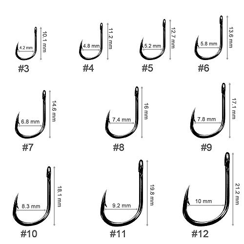 image for ONESWI 200PCS Premium Fishhooks, 10 Sizes Carbon Steel Fishing Hooks W