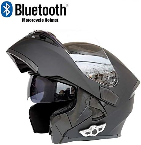 GWJNB Modular Helmet Motorbike Crash Motorcycle D.O.T Certification-Full Face Racing Bluetooth Helmets Flip Front Automatic Answering Anti-Fog Double Mirror White,White,M-XXL63CM~64CM
