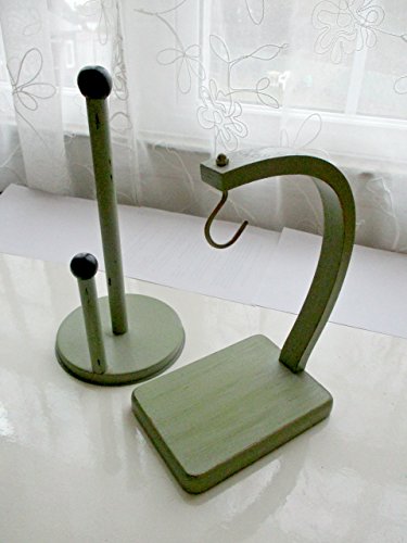 Paper Towel Holder, Banana Holder, Upcycled, Distressed, Sage Mint and Black, Kitchen Decor, Kitchen Countertops, Cleaning Tools, Fresh Fruit Holder, Kitchen Organization, Kitchen Storage