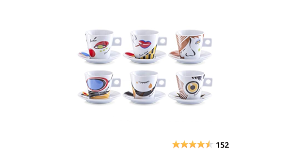 Zeller Faces - Juego de Tazas de café, 12 Piezas, Porcelana ...
