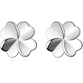 Reffeer Solid 925 Sterling Silver Clover Leaf Stud Earrings for Women Teens Small Clover Stud Earrings Shamrock Earrings Spring
