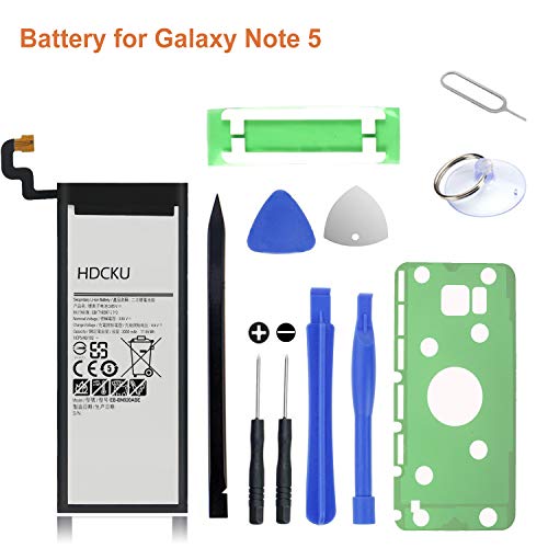 HDCKU Galaxy Note 5 Battery for Samsung Galaxy Note 5 SM-N920 EB-BN920ABE Battery Replacement Kit with Full Set Installation Tools and Adhesive (365 Days Warranty)
