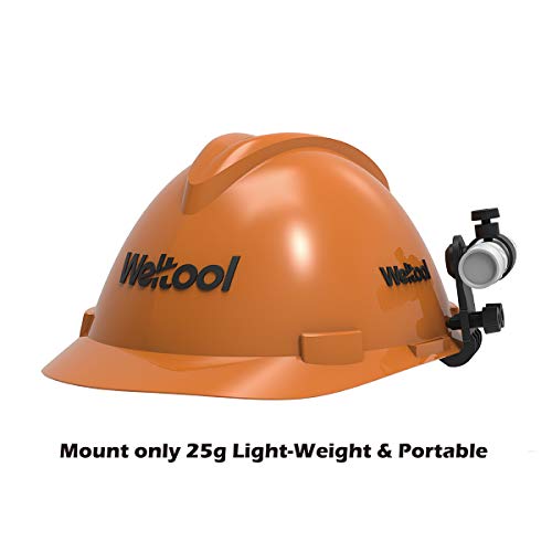 Weltool HM2 Helmet Flashlight Mount Holder - Work Flashlight Clamp Fit for 3M MSA V-Gard Hard Hat - Portable Plastic Torch Side Mount Flashlight Holder for Hard Hat - Plastic Light-Weight Multi-Angle
