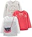 Simple Joys by Carter's Girls' Toddler 3-Pack Graphic Long-Sleeve Tees, Kitty/Glitter/Purse, 2T